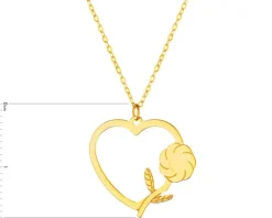Złoty naszyjnik, ankier - serce, kwiat