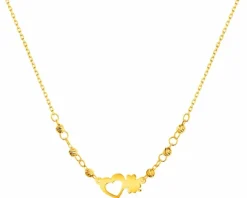 Złoty naszyjnik, ankier - serce, koniczyna