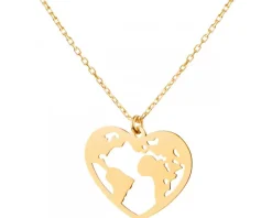 Złoty naszyjnik, ankier  - serce, kula ziemska