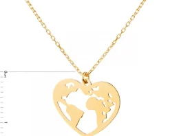 Złoty naszyjnik, ankier  - serce, kula ziemska