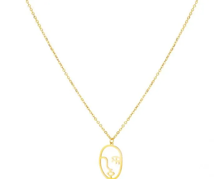 Złoty naszyjnik, ankier - twarz