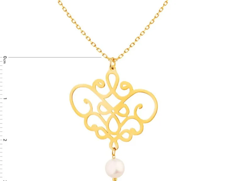 Złoty naszyjnik, ankier- perła