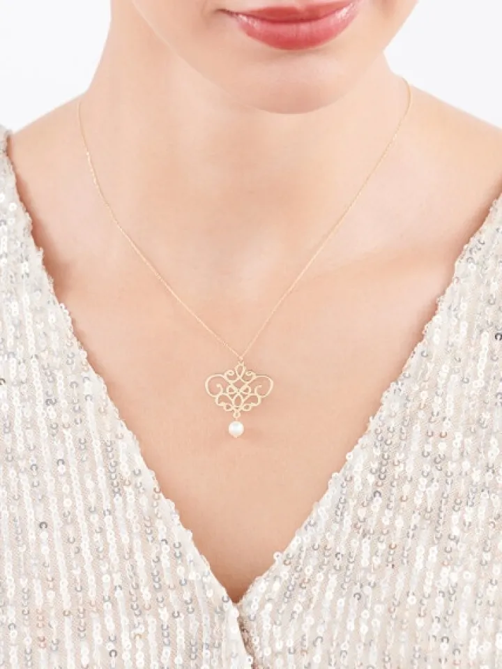 Złoty naszyjnik, ankier- perła