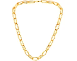 Złoty naszyjnik elastyczny z zapięciem, paper clip