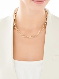 Złoty naszyjnik elastyczny z zapięciem, paper clip