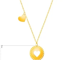 Złoty naszyjnik, skręcone blaszki - serca