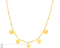 Złoty naszyjnik, skręcone blaszki - serca