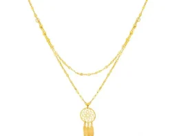 Złoty naszyjnik, skręcone blaszki - łapacz snów