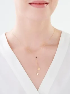 Złoty naszyjnik z cyrkonią , ankier - gwiazdy