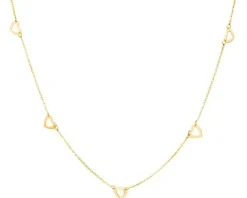 Złoty naszyjnik z cyrkonią, ankier - serca