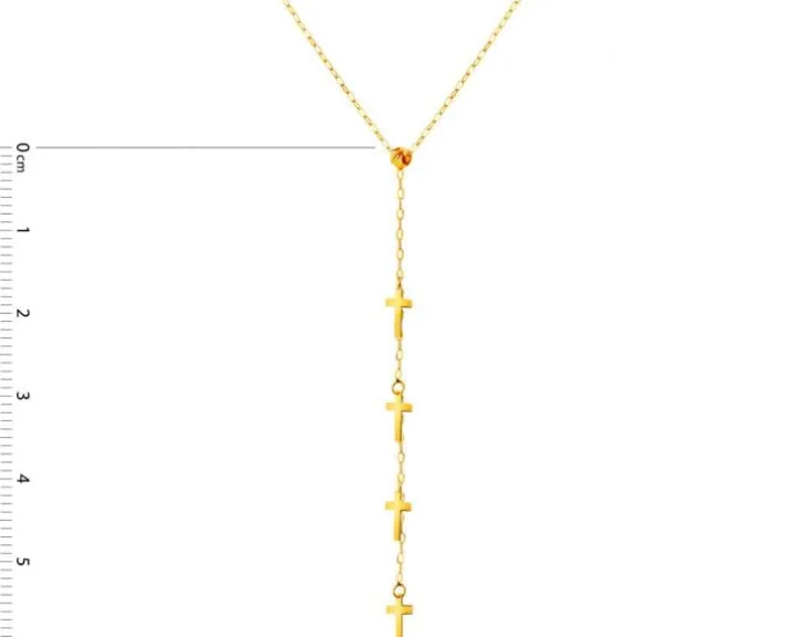Złoty naszyjnik z cyrkonią, ankier - krzyże