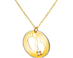 Złoty naszyjnik z cyrkonią, ankier - stópki