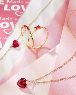 Złoty naszyjnik z cyrkonią, ankier - serce