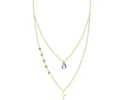 Złoty naszyjnik z cyrkonią - krzyż