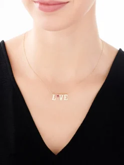 Złoty naszyjnik z cyrkonią - love