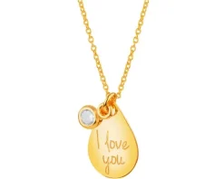 Złoty naszyjnik z cyrkonią - I love you