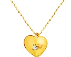 Złoty naszyjnik z cyrkonią, ankier - serce