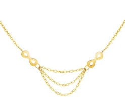 Złoty naszyjnik z cyrkonią, ankier - nieskończoności