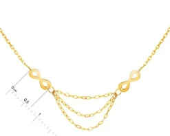 Złoty naszyjnik z cyrkonią, ankier - nieskończoności