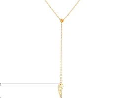 Złoty naszyjnik z cyrkonią, ankier - skrzydło