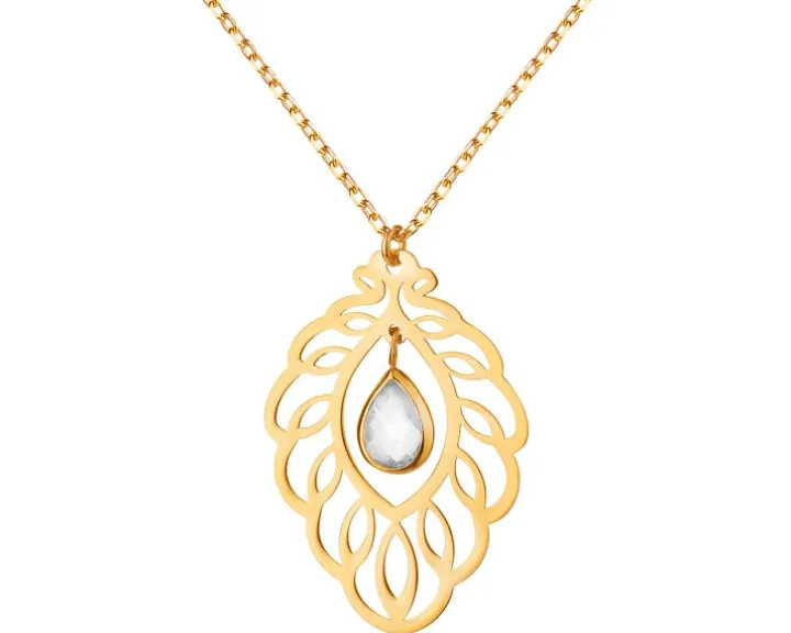 Złoty naszyjnik z cyrkonią, ankier