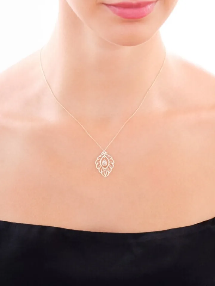 Złoty naszyjnik z cyrkonią, ankier