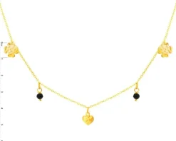 Złoty naszyjnik z cyrkoniami - koniczyny, serce