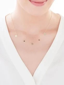 Złoty naszyjnik z cyrkoniami - koniczyny, serce