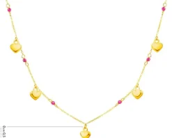 Złoty naszyjnik z cyrkoniami, ankier - serca