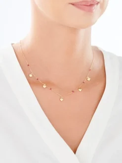 Złoty naszyjnik z cyrkoniami, ankier - serca