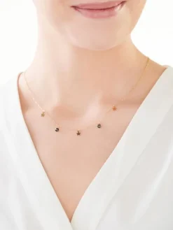 Złoty naszyjnik z cyrkoniami, ankier - gwiazdy