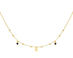 Złoty naszyjnik z cyrkoniami, ankier - serce