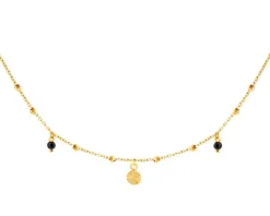 Złoty naszyjnik z cyrkoniami, ankier - rozeta
