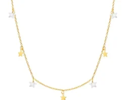 Złoty naszyjnik z cyrkoniami, ankier - gwiazdy