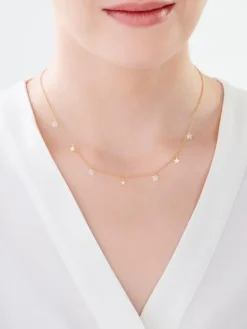 Złoty naszyjnik z cyrkoniami, ankier - gwiazdy