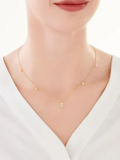 Złoty naszyjnik z cyrkoniami, ankier - maska