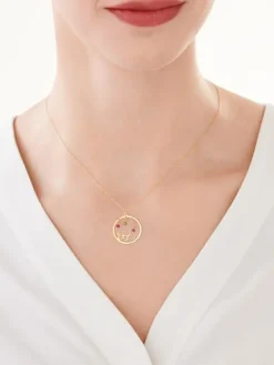 Złoty naszyjnik z cyrkoniami - koło, motyl