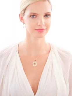 Złoty naszyjnik z cyrkoniami, ankier - rozeta