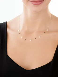 Złoty naszyjnik z cyrkoniami, ankier - rogi obfitości, koniczyny