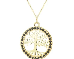 Złoty naszyjnik z cyrkoniami, ankier - drzewko