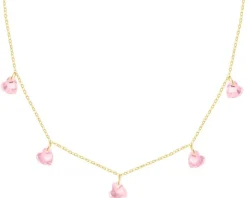 Złoty naszyjnik z cyrkoniami - serca