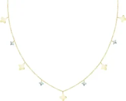 Złoty naszyjnik z cyrkoniami - kwiaty