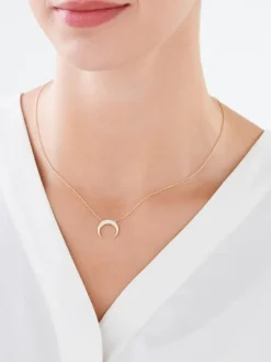 Złoty naszyjnik z cyrkoniami, ankier - Księżyc