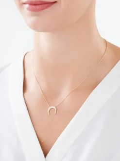 Złoty naszyjnik z cyrkoniami, ankier - Księżyc