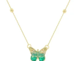 Złoty naszyjnik z emalią - motyl