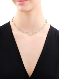 Złoty naszyjnik z emalią - paper clip