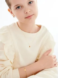 Złoty naszyjnik z emalią - serce, biedronka