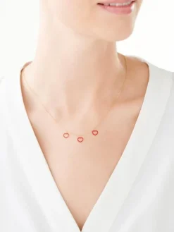 Złoty naszyjnik z emalią, ankier - serca