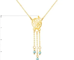 Złoty naszyjnik z emalią, ankier - łapacz snów