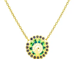 Złoty naszyjnik z emalią, ankier - paw